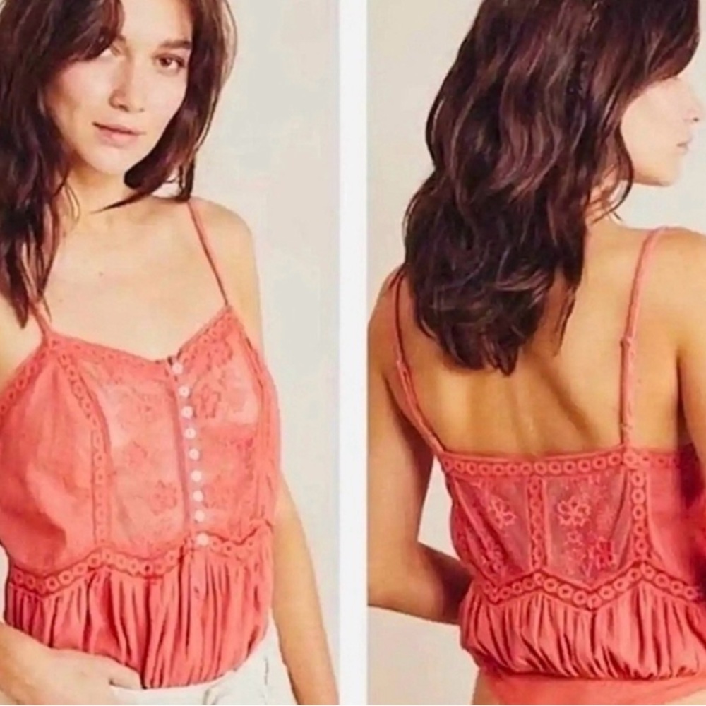 Free People NWT - Intimately Free People Lace-Trim Coral Bodysuit